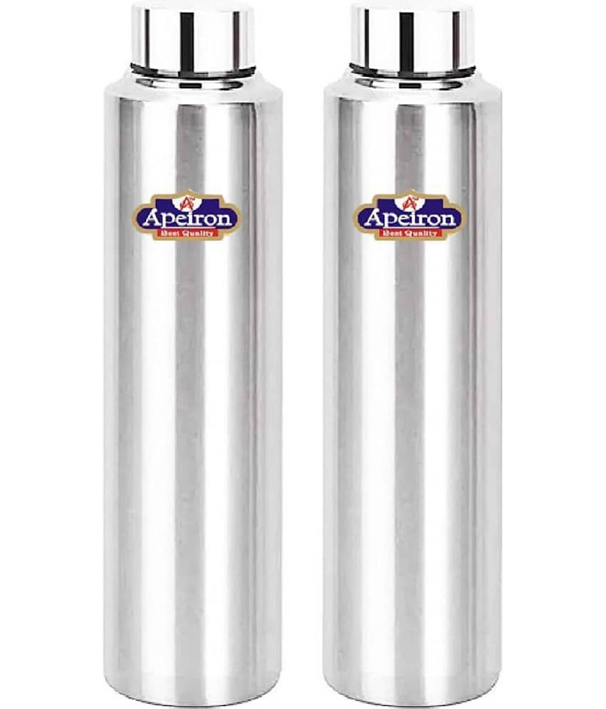 APEIRON Matt Fridge Bottle pk 2 Silver 1000 mL Stainless Steel Fridge Bottle set of 2