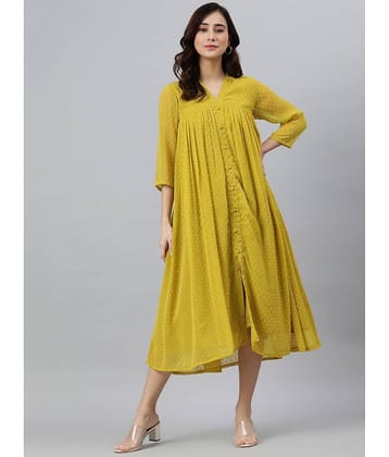 Janasya - Yellow Chiffon Women's Front Slit Kurti ( Pack of 1 )
