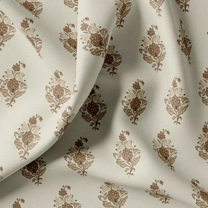 Seamless Flower Pattern Digital Printed Fabric-Tusser Silk / 110 CM