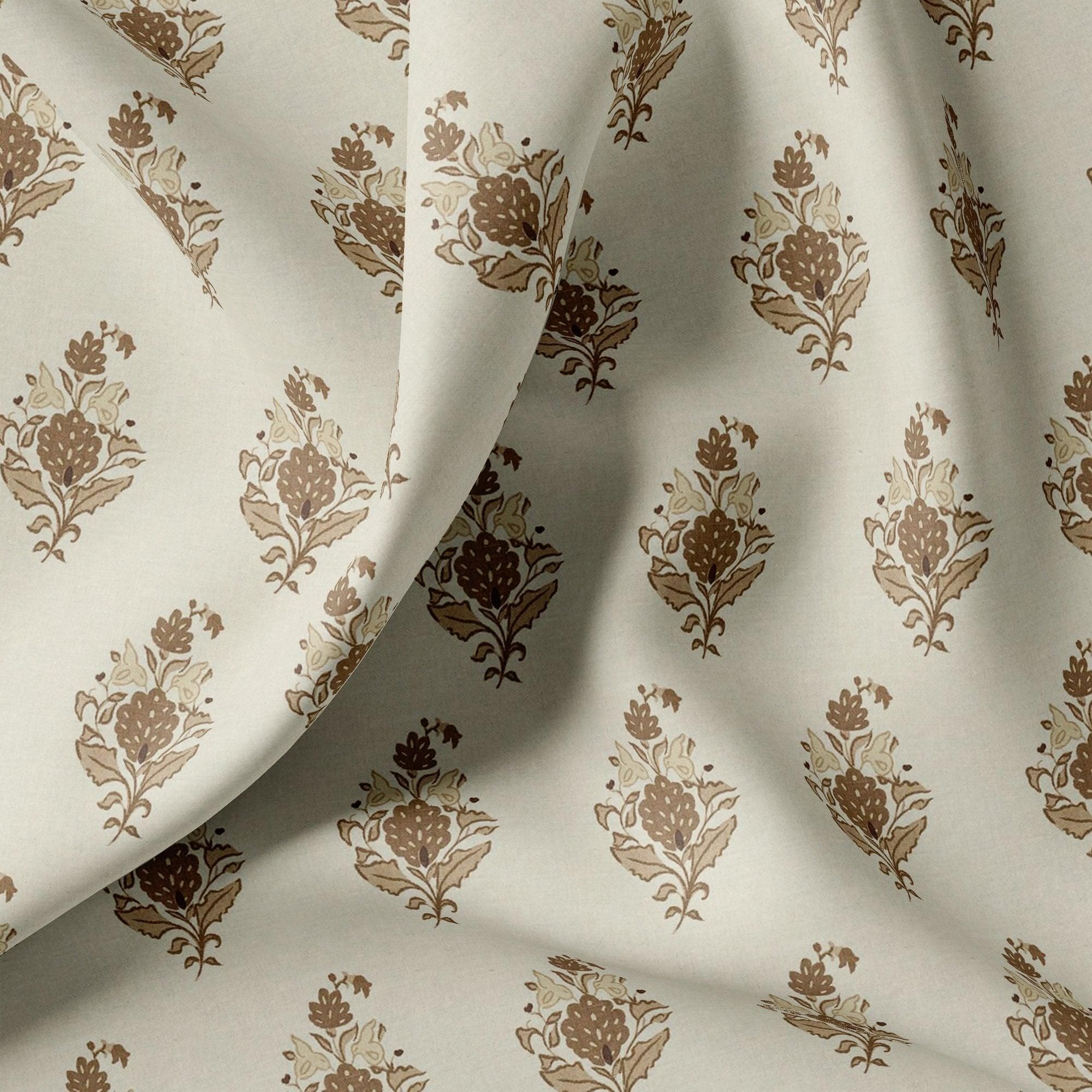 Seamless Flower Pattern Digital Printed Fabric-Tusser Silk / 110 CM