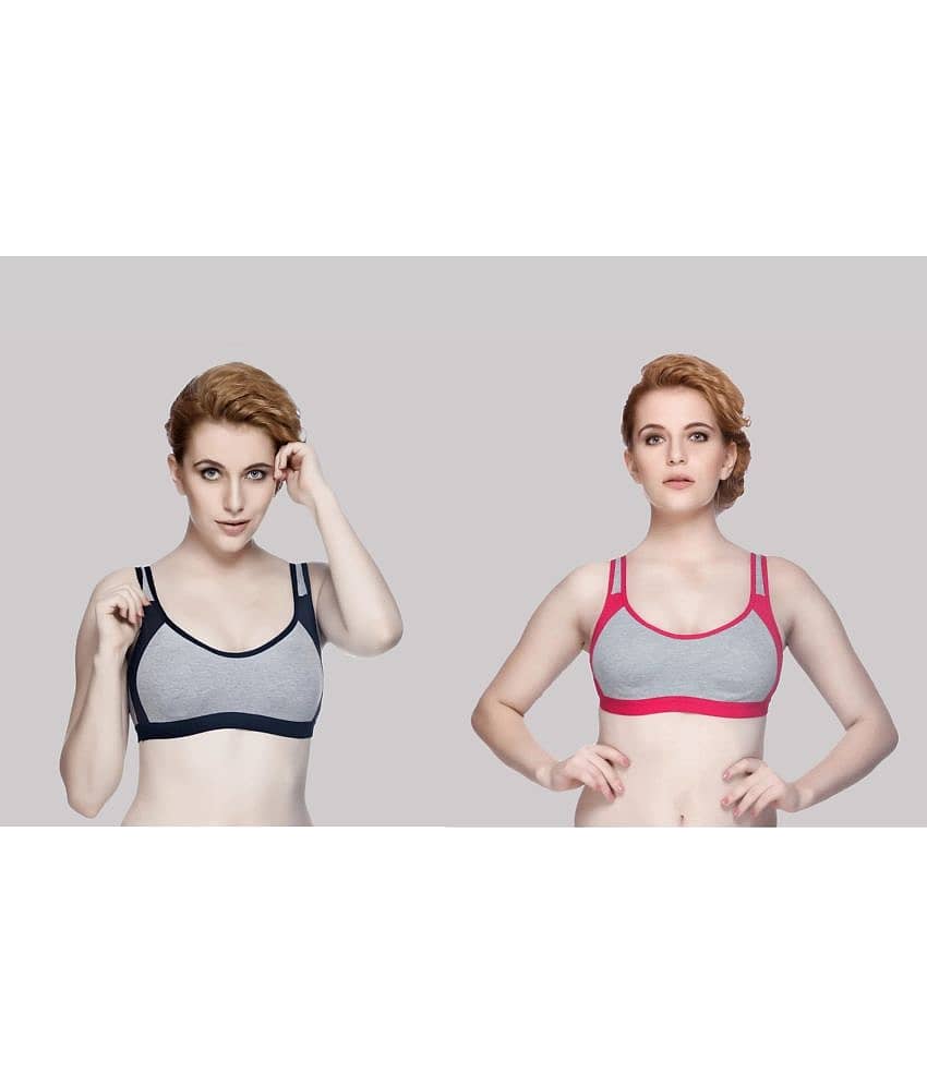 Kiran Enterprises Pack of 2 Cotton Non Padded Women's Everyday Bra ( Multicolor ) milach sports bra