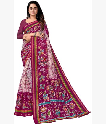 Kanooda Prints Chanderi Printed Saree With Unstitched Blouse Piece ( Multicolor )