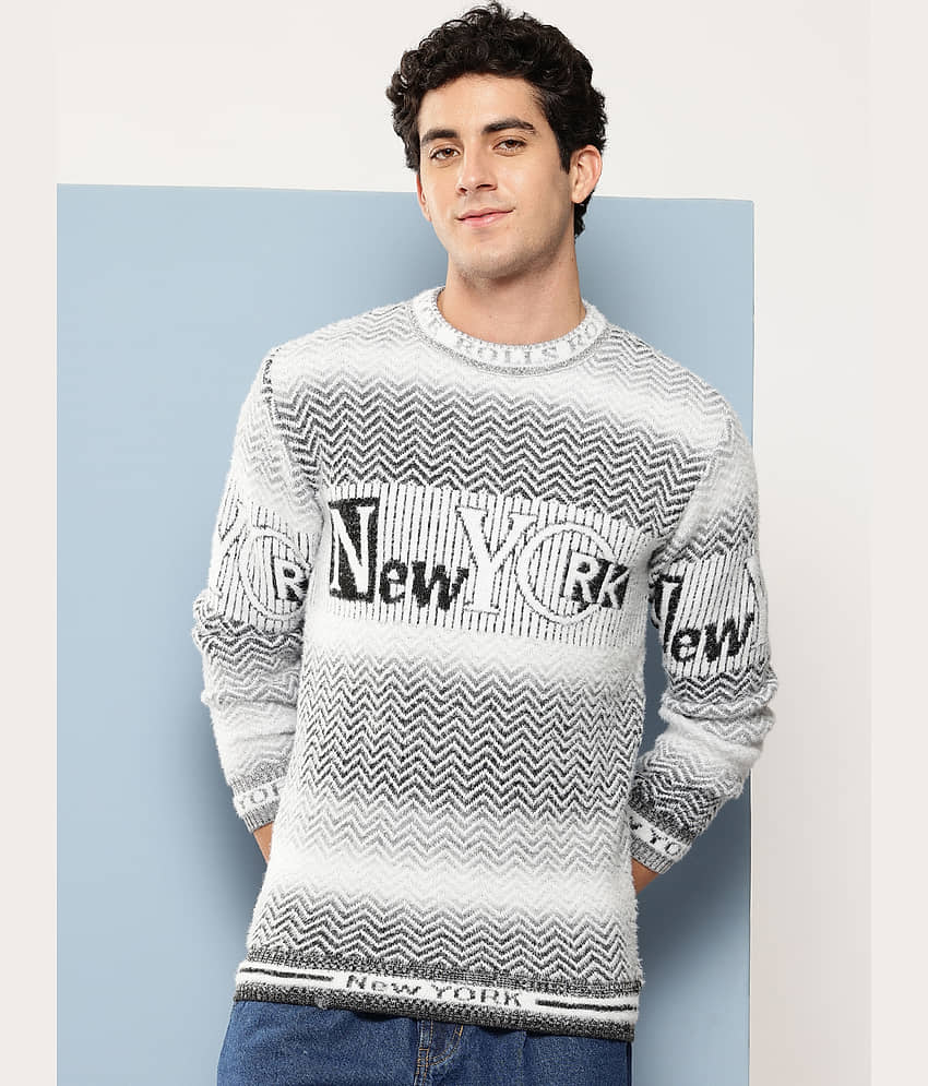 Aarika Woollen Blend Round Neck Men's Full Sleeves Pullover Sweater - Grey ( Pack of 1 )