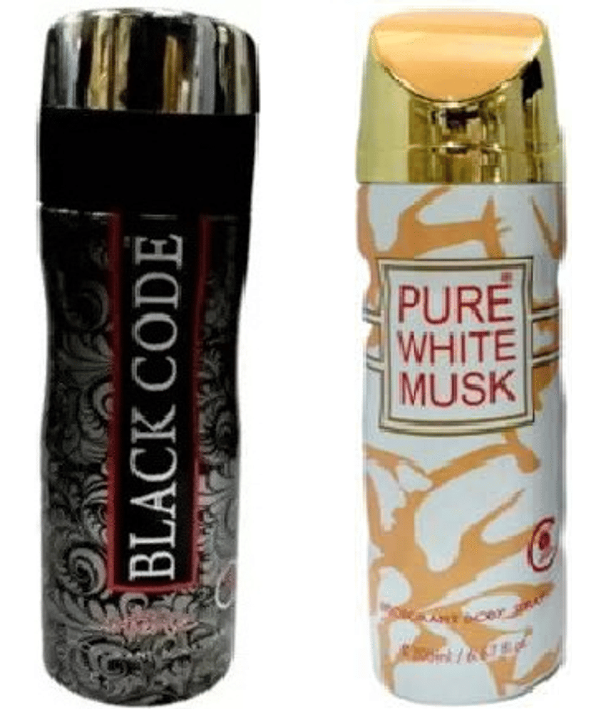 ST LOUIS BLACKCODE , PURE WHITE MUSK DEODORANT , 200 ML EACH , PACK OF 2