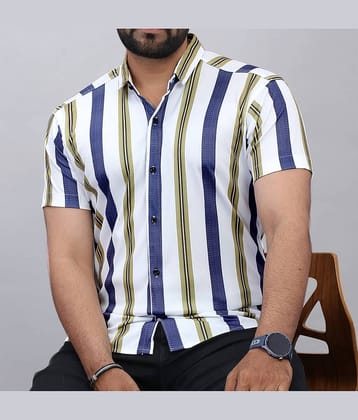 FABRIPPLE Poly Cotton Regular Fit Self Design Half Sleeves Men's Casual Shirt - White ( Pack of 1 )