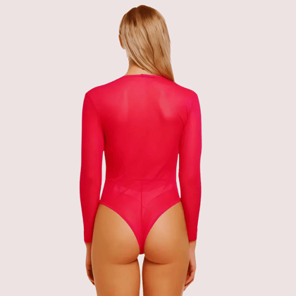 Sheer and Opaque Bodysuit for Women