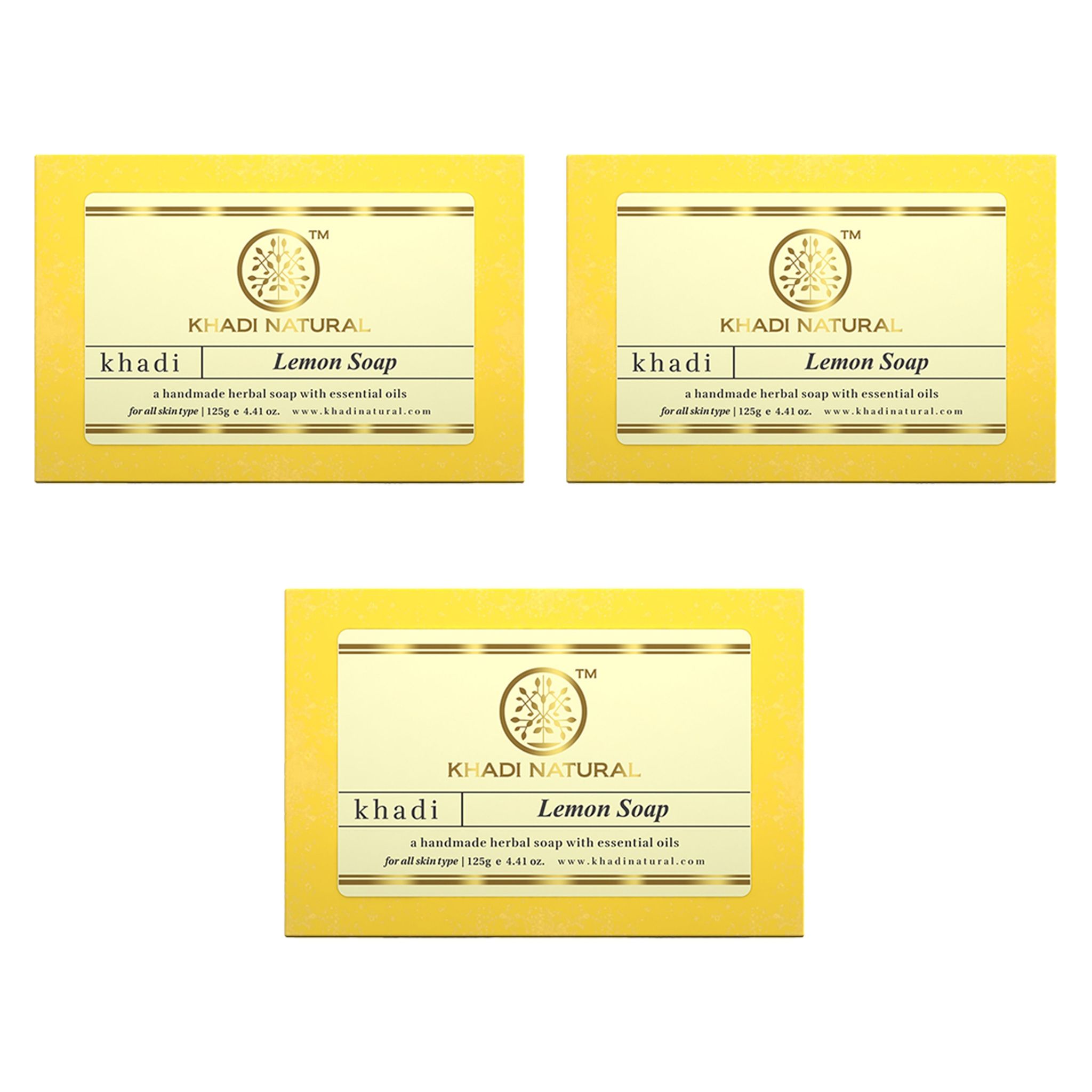 Khadi Natural Herbal Lemon Soap Combo Pack Of 3 – 125gm Each