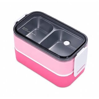 Finner 2 Layer Stainless Steel Lunch Box with Leak Proof Locking Clips, BPA Free Food Grade Container, Microwave Dishwasher Safe, Air Vent, 2 Compartments (Pink) Finner 2 Layer Stainless Steel Lunch Box with Leak Proof Locking Clips, BPA Free Food Grade Container, Microwave Dishwasher Safe, Air Vent, 2 Compartments (Pink)