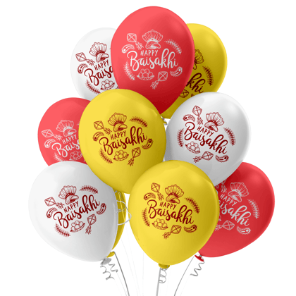 Baisakhi Celebrations 30pcs Red Yellow White Balloons Baisakhi Party Decorations for Home & office. Happy Baisakhi Balloons
