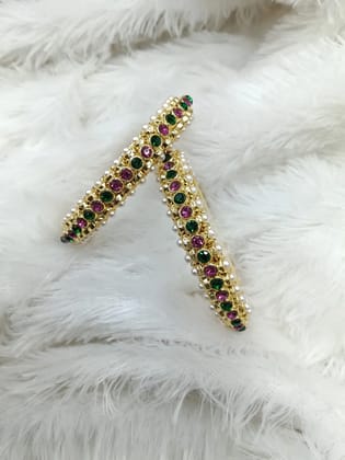 Moti kada with  dark pink - green stone