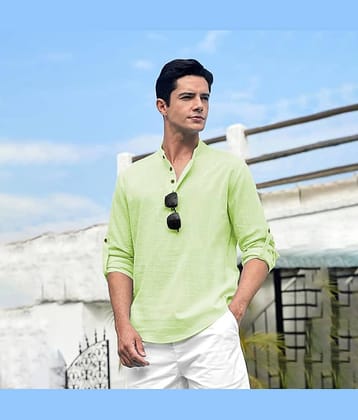 Yugnik Teal Cotton Men's Shirt Style Kurta ( Pack of 1 )