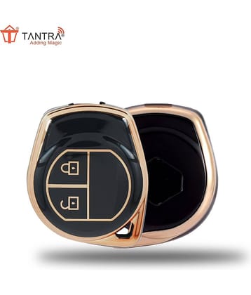 TANTRA TPU Car Key Cover Black & Golden Compatible for Maruti Suzuki Swift, Brezza, Ciaz, Celerio, Wagonar, S-presso, S-Cross,