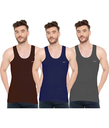 INNERO Pack of 3 Cotton Basic Vest For Men ( Multicolor )