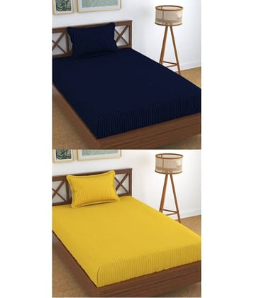 Homefab India Cotton Single Bedsheet ( Yellow )