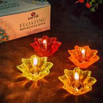 12 Pc Reflective Floating Diwali Diya 12 Pc Reflective Floating Diwali Diya