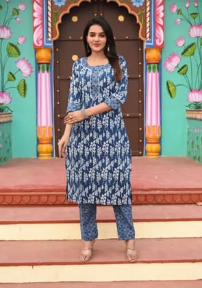 White Cotton Premium And Elegant Kurti With Pant For Women