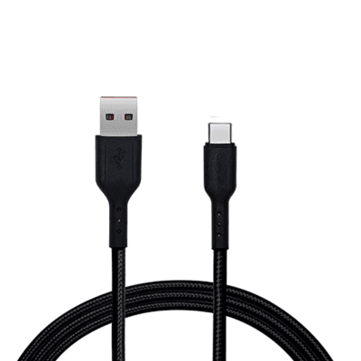 Champion USB to Type-C 3Amp Data Sync & Fast Charging Cable Braided for all Android & Type-C Devices (Black)