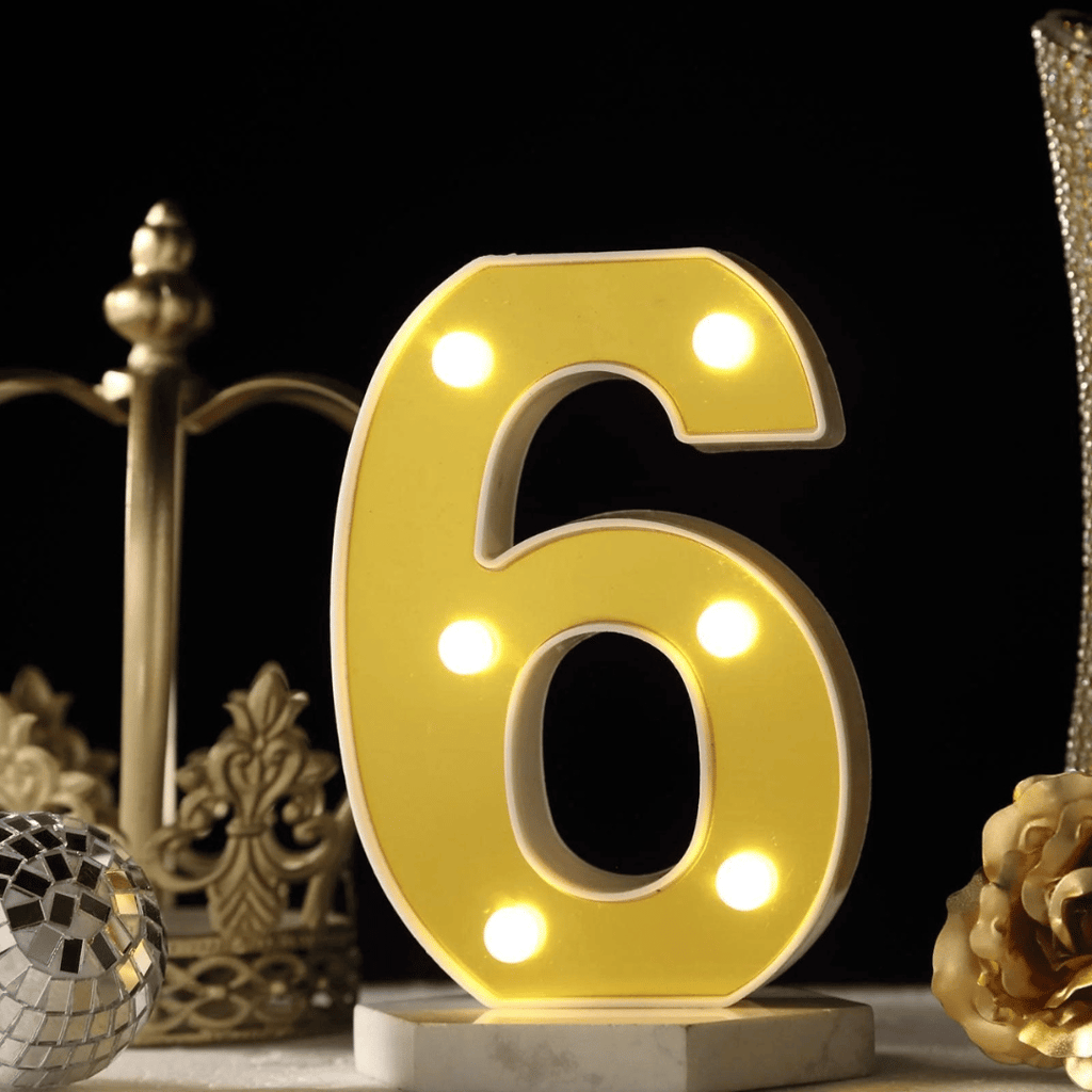No.6 LED Golden Marquee - Party and Festive Needs | Buy online on ZillyBuy