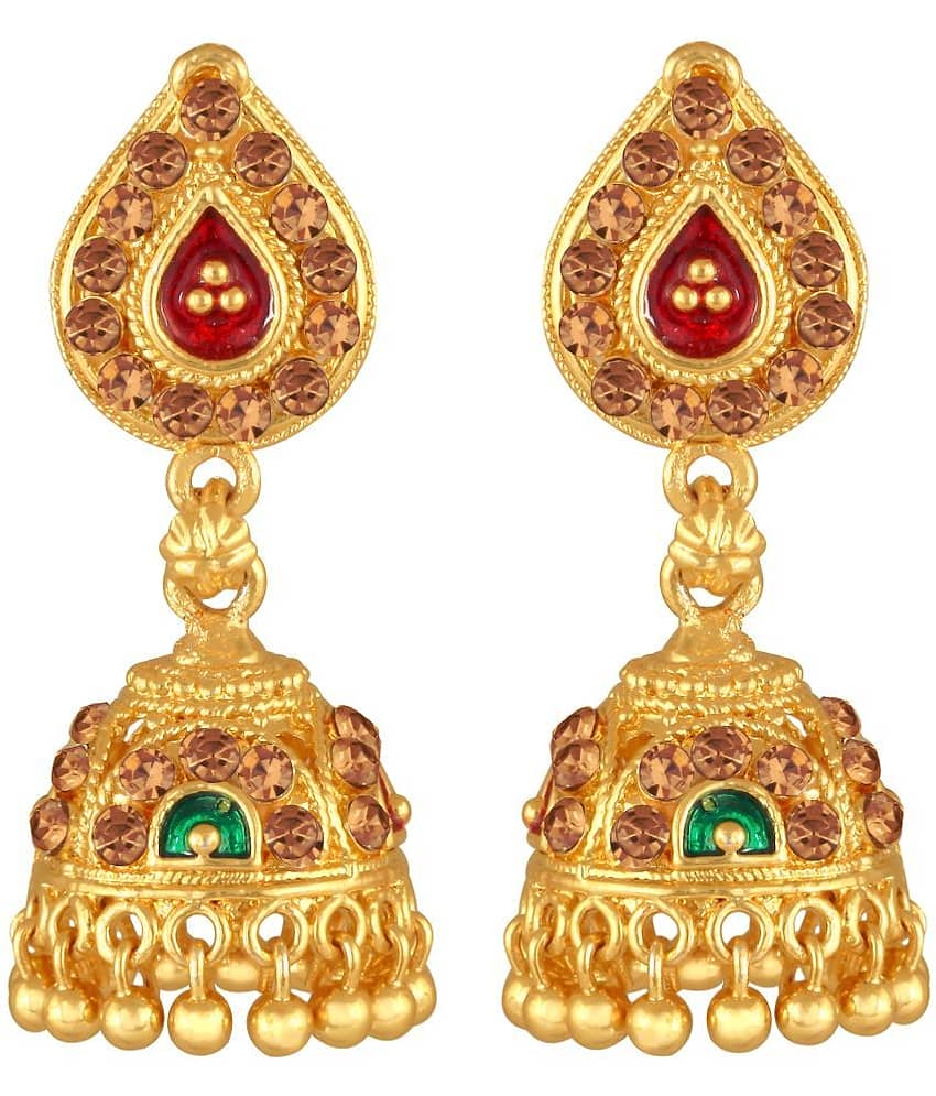 VIVASTRI Golden Jhumki Earrings ( Pack of 1 )