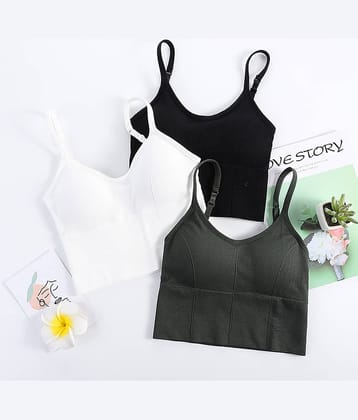 3Mads Pack of 3 Cotton Blend Heavily Padded Women's Cami bra ( Multicolor1 ) GBra013_BK_LPL_GR