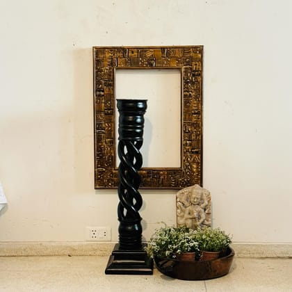 Spiral Wood  Vintage  Pillar Pedestal : Stambh 3