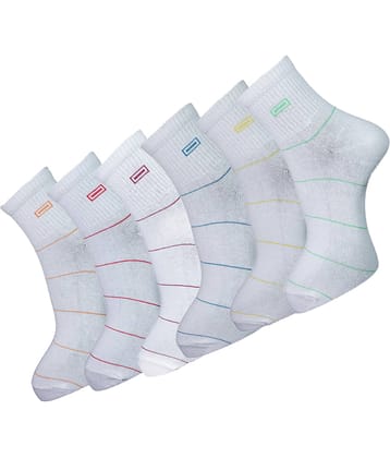 Dollar - Cotton Blend Men's Striped White Ankle Length Socks ( Pack of 6 )