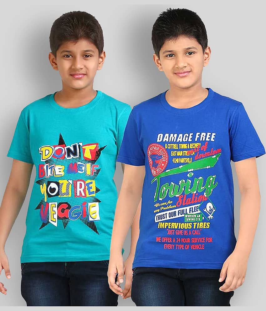 Dongli Pack of 2 Boys Cotton T-Shirt ( Multicolor )