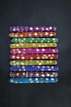 Decorative Beaded Pen Set, 10 Vibrant Colours with Mirror and Gold Accents (Pack of 10)