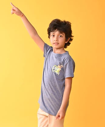 GET READY BLUE MELANGE SHORT SLEEVE BOYS T-SHIRT - BLUE-0-6 MONTHS / 1N / BLUE