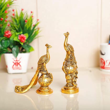 DreamKraft Metal Lovers Peacock Couple Pair Showpiece