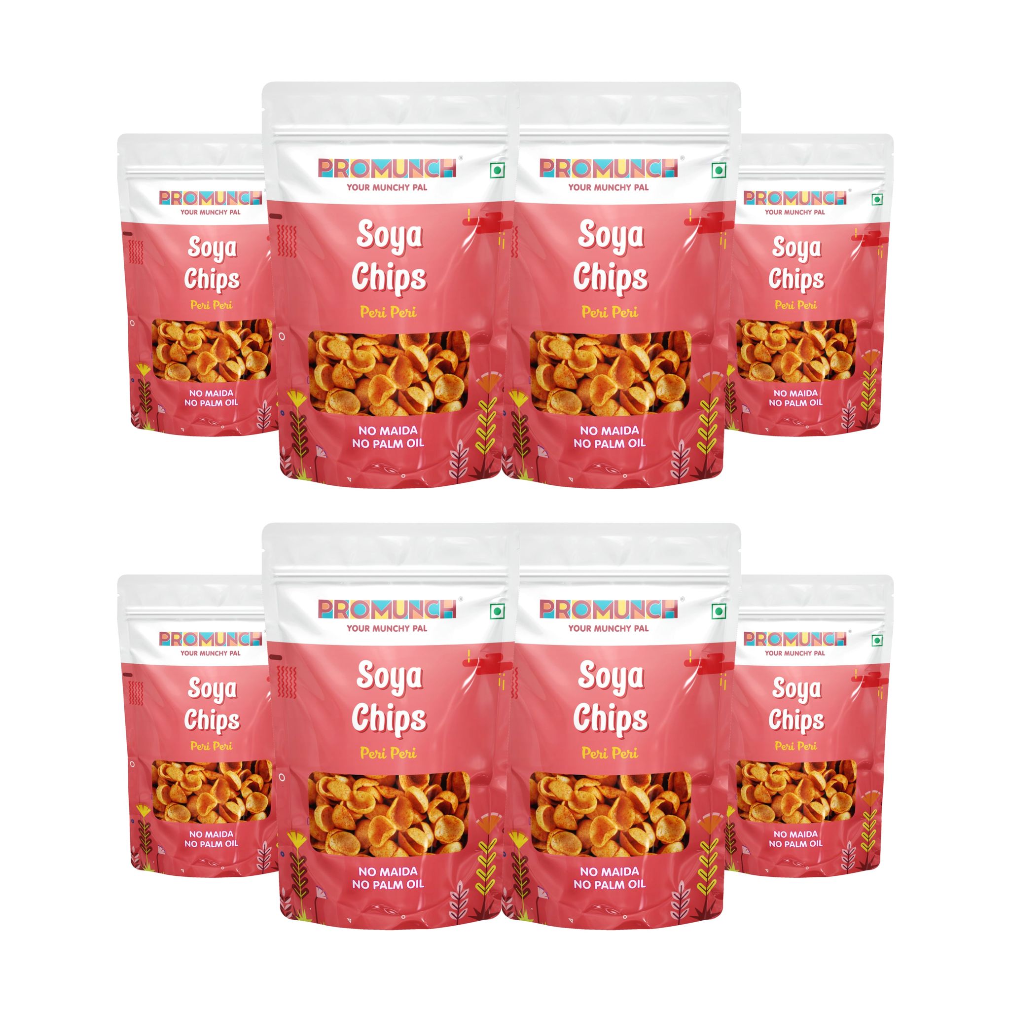 PROMUNCH Soya Chips - Peri Peri (Pack of 8; 30g Each)