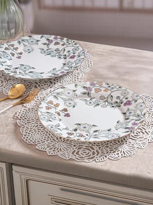 Sea Side Bloom 24K Gold Plated Dinner Plate-Set Of 2