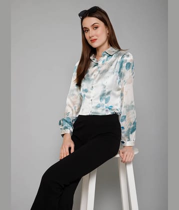 Purys Women Printed Satin Shirt ( White )