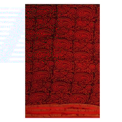 HANDLOOM CHANDERI 03 PCS BAGH PRINTED SUIT (SKU - 1RBS01260221 Suit 104)