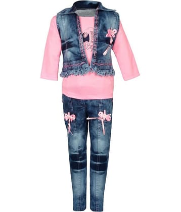 Arshia Fashions Pack of 3 Girls Denim T-shirt With Jeans ( Pink )