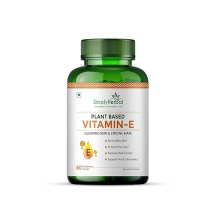 Simply Herbal Plant-Based Vitamin E | Skin & Hair | 60 Caps