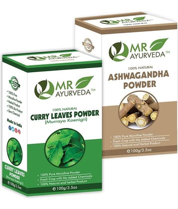 MR Ayurveda Curry Leaves Powder and Ashwagandha Powder Hair Scalp Treatment 200 g Pack of 2