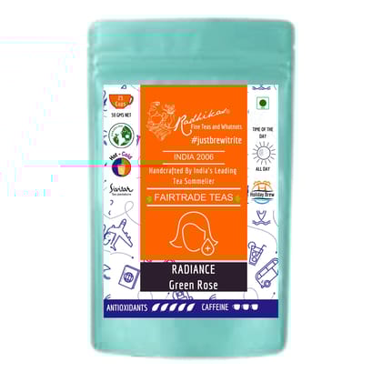 RADIANCE Green Rose -Refreshing & Aromatic Blend (50 gm - Makes 25 Cups of Tea) by M/S RADHIKAS FINE TEAS AND WHATNOTS