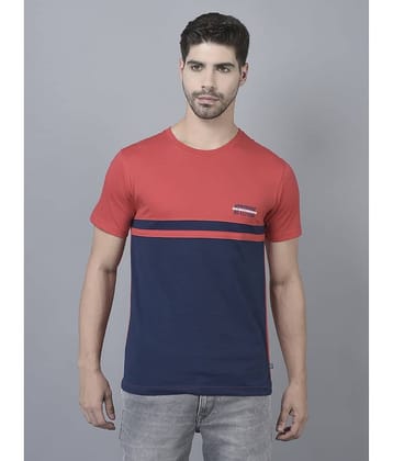 Dollar Cotton Blend Regular Fit Colorblock Half Sleeves Men's T-Shirt - Red ( Pack of 1 )