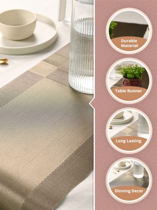 Elegant Beige Woven Heat-Resistant Washable Table Runner