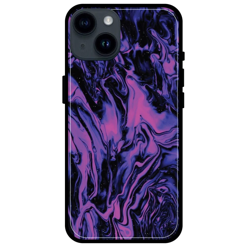 Purple Swirl - Glossy Metal Silicone Case For Apple iPhone Models-Apple iPhone 14