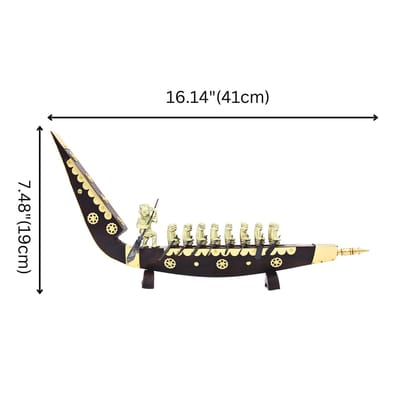 Elegant Palliyodam Snake Boat  | Traditional Onam Boat Race Miniature with 17 Rower Details
