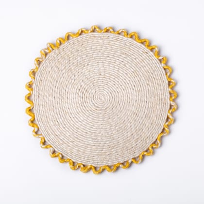 Crimson-Edged Jute Tabletop Collection- L