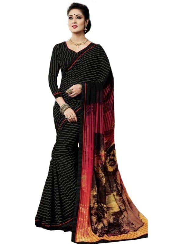 Generic Womens Georgette Digital Printed Saree (Multi, 6.25  Mtr)