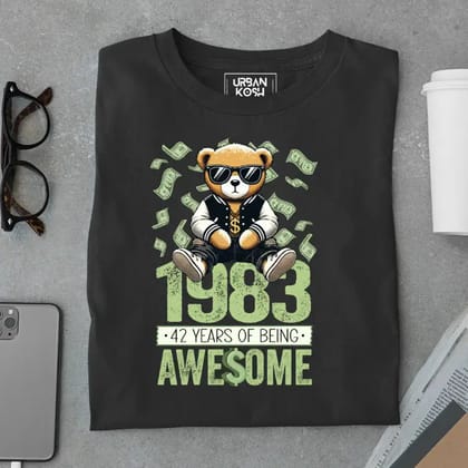 Teddy 1983, 42 Years of Being Awesome Premium Birthday T-Shirt-Black / S