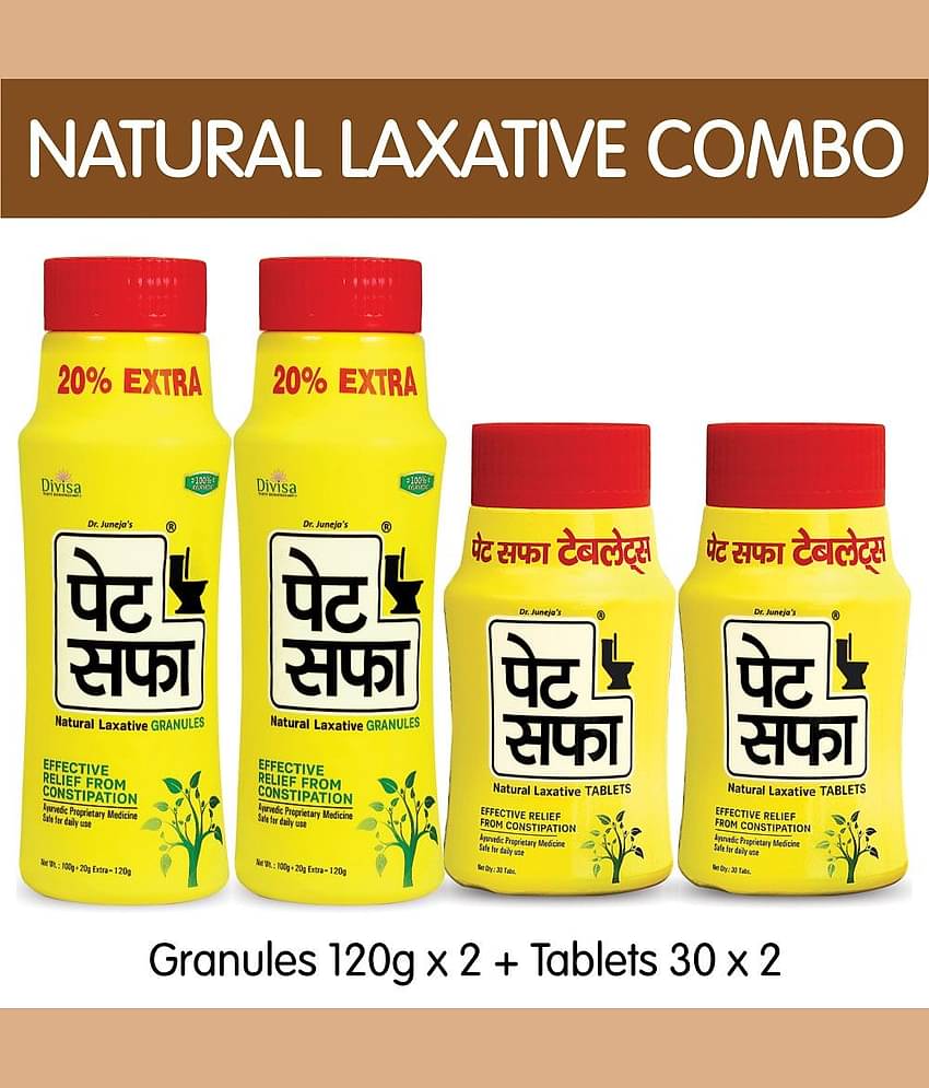 Pet Saffa Natural Laxative Granules 120Gm (Pack of 2) + 30 Tablets (Pack of 2) Combo Pack (Helpful In Constipation, Gas, Acidity, Kabz), Ayurvedic Medicine