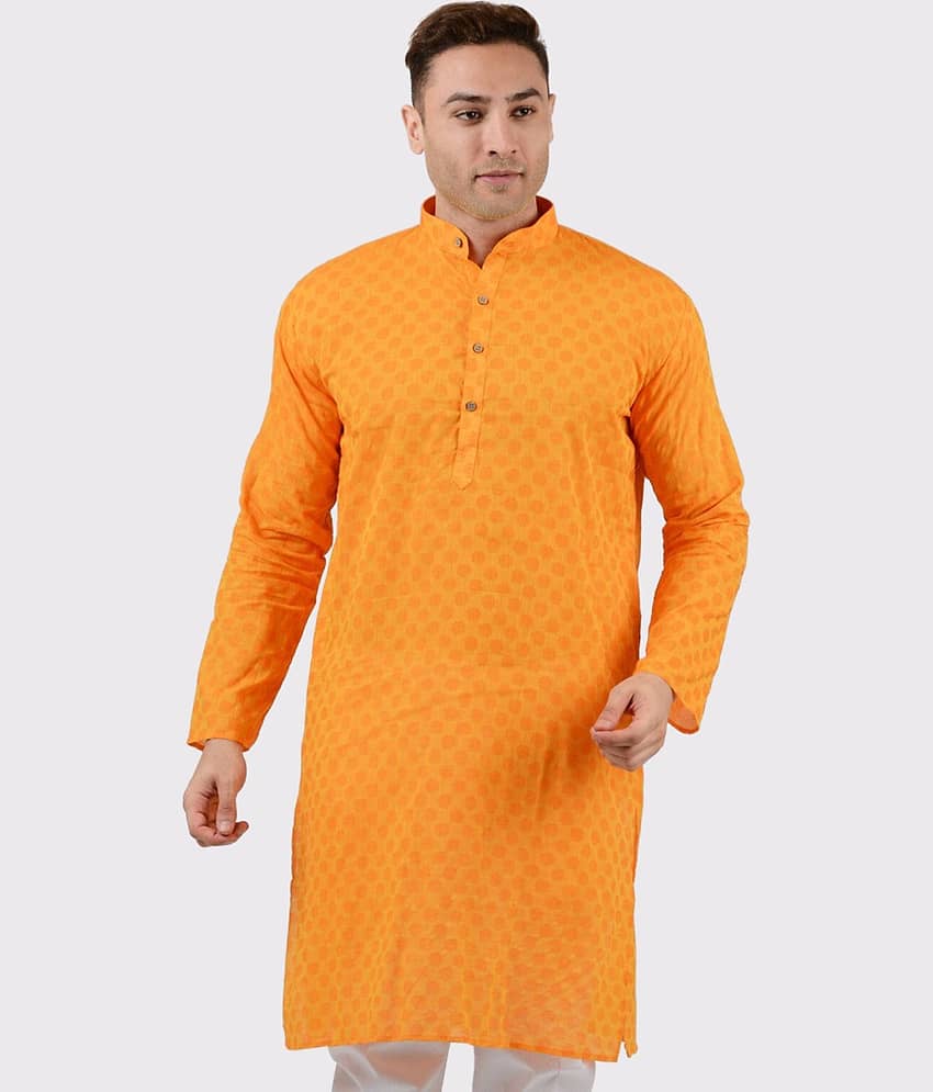 Maharaja - Orange Cotton Men's Regular Kurta ( Pack of 1 )