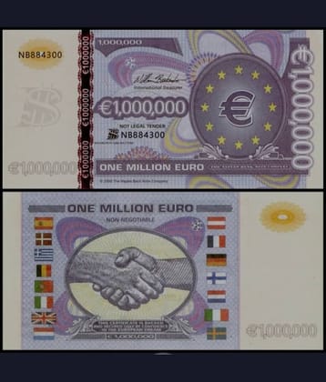 Hop n Shop - 1 Million Euro Fantasy/Novelty Banknote 1 Paper currency & Bank notes