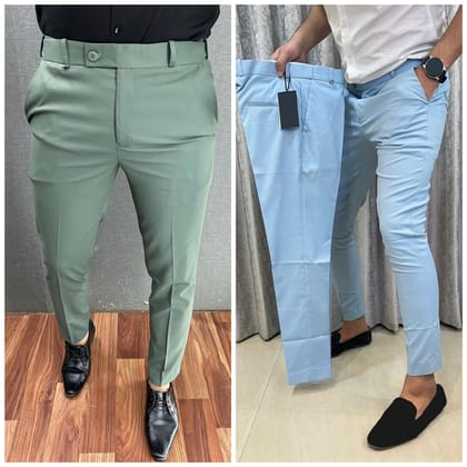 Light green & Light Blue Waist Adjustable Pant Combo-28