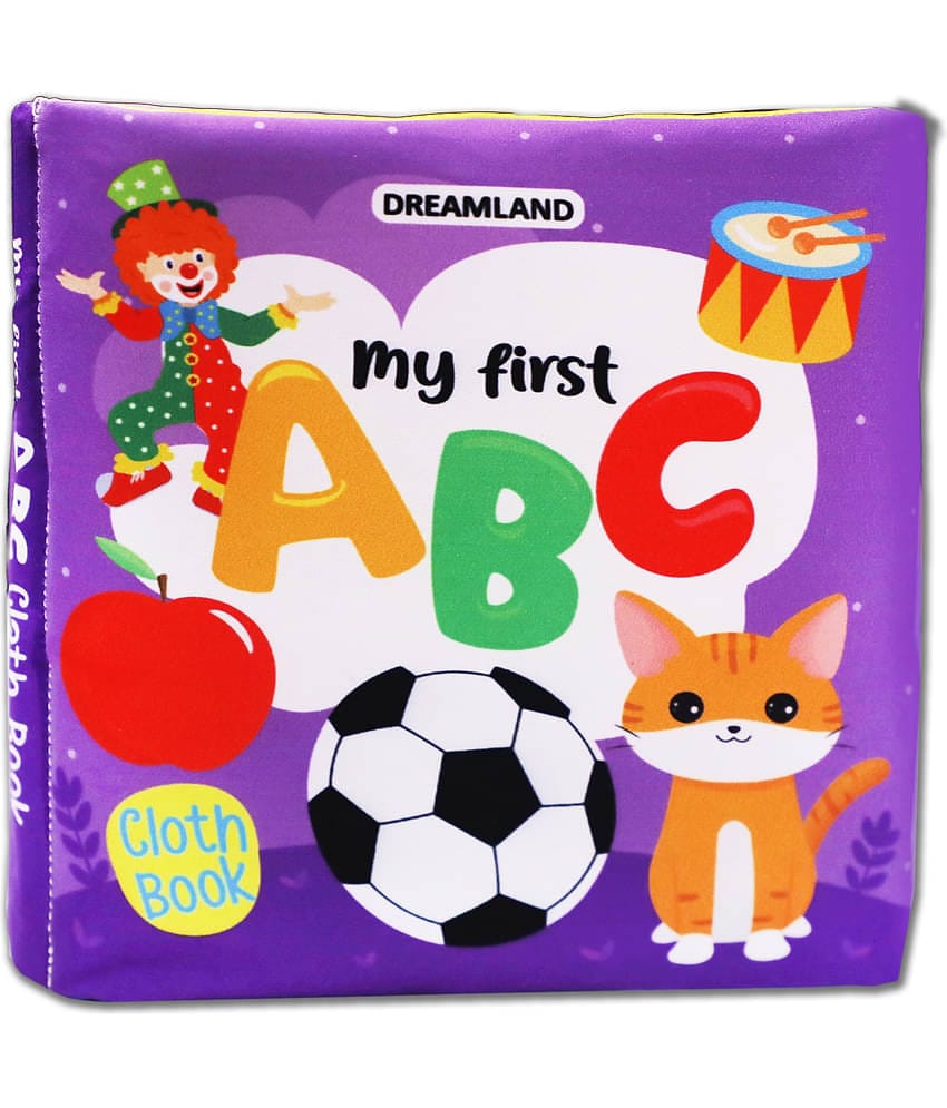 Dreamland Baby My First Cloth Book ABC with Squeaker and Crinkle Paper Cloth Books for Toddler Kids Early Development Cloth Book Learning Educational Baby Toys Soft Toys Gifts for Kids